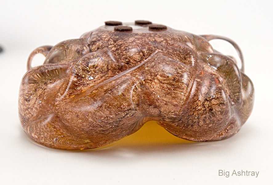 Antique Venetian Glass Ash Bowl with Gold Flake - Image 3