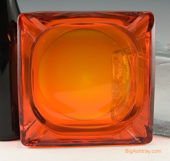 Viking Art Glass Persimmon Glass Square Ashtray