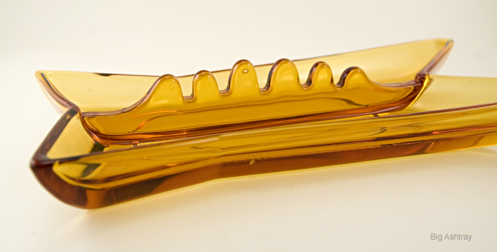 Viking Astra Amber Mod Art Glass Ashtray - Image 3