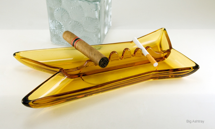 Viking Astra Amber Mod Art Glass Ashtray