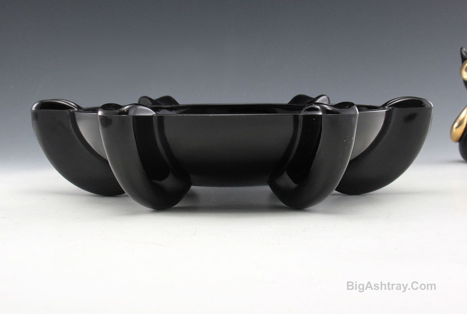 Viking Nautical Pilot Cigar Ashtray Vintage Large Ebony Glass - Image 4