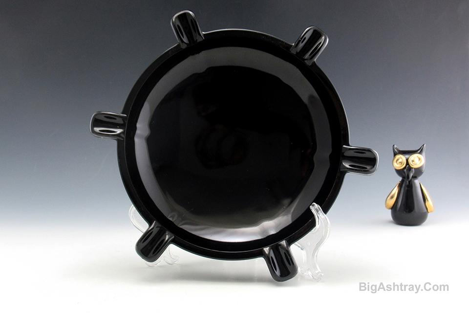 Viking Nautical Pilot Cigar Ashtray Vintage Large Ebony Glass - Image 3