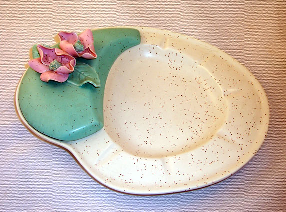 Vintage Bisque Wild Rose Ashtray and Stash Box