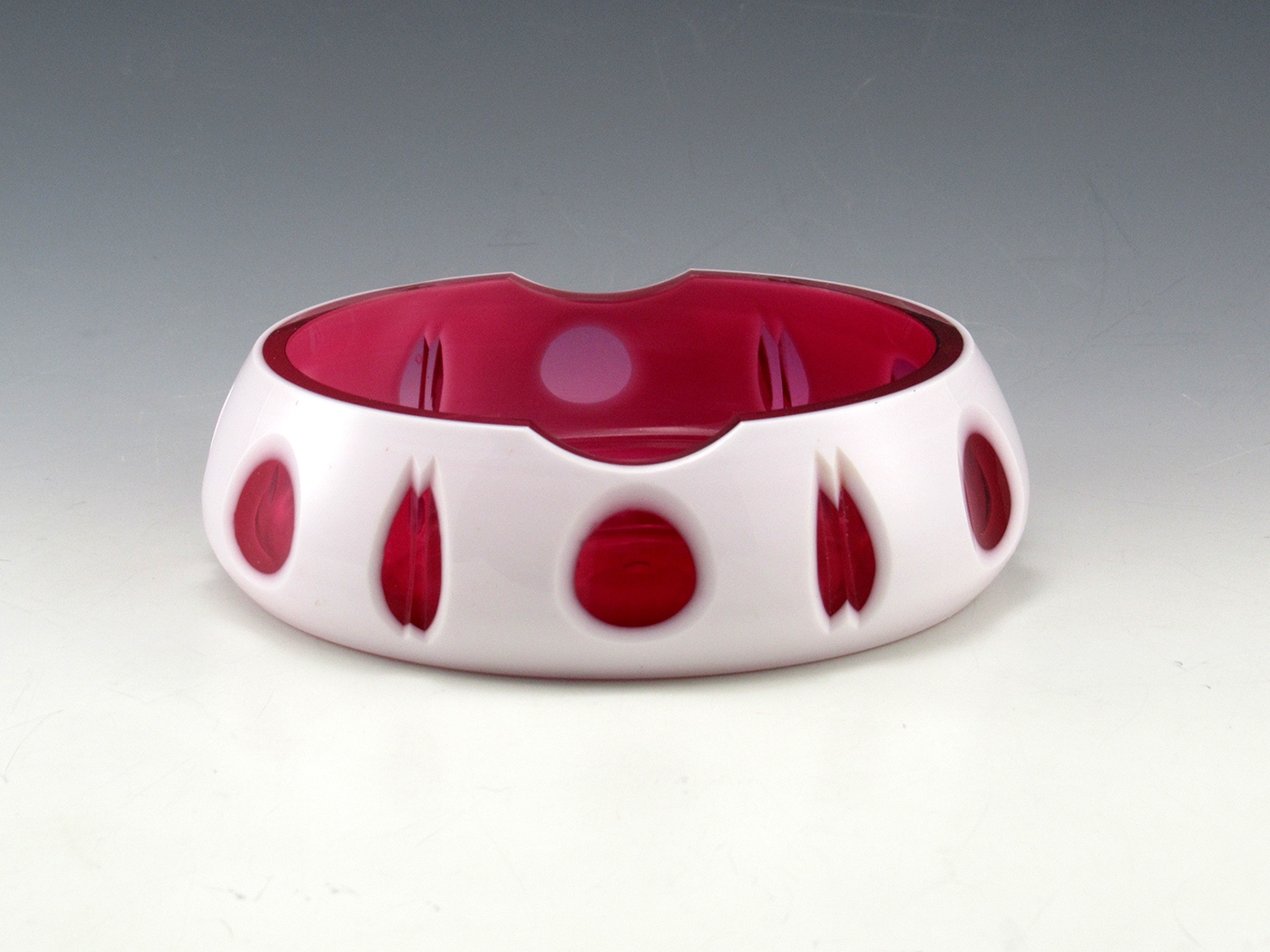 Art Deco Bohemian Ashtray White Cut to Cranberry - Image 4
