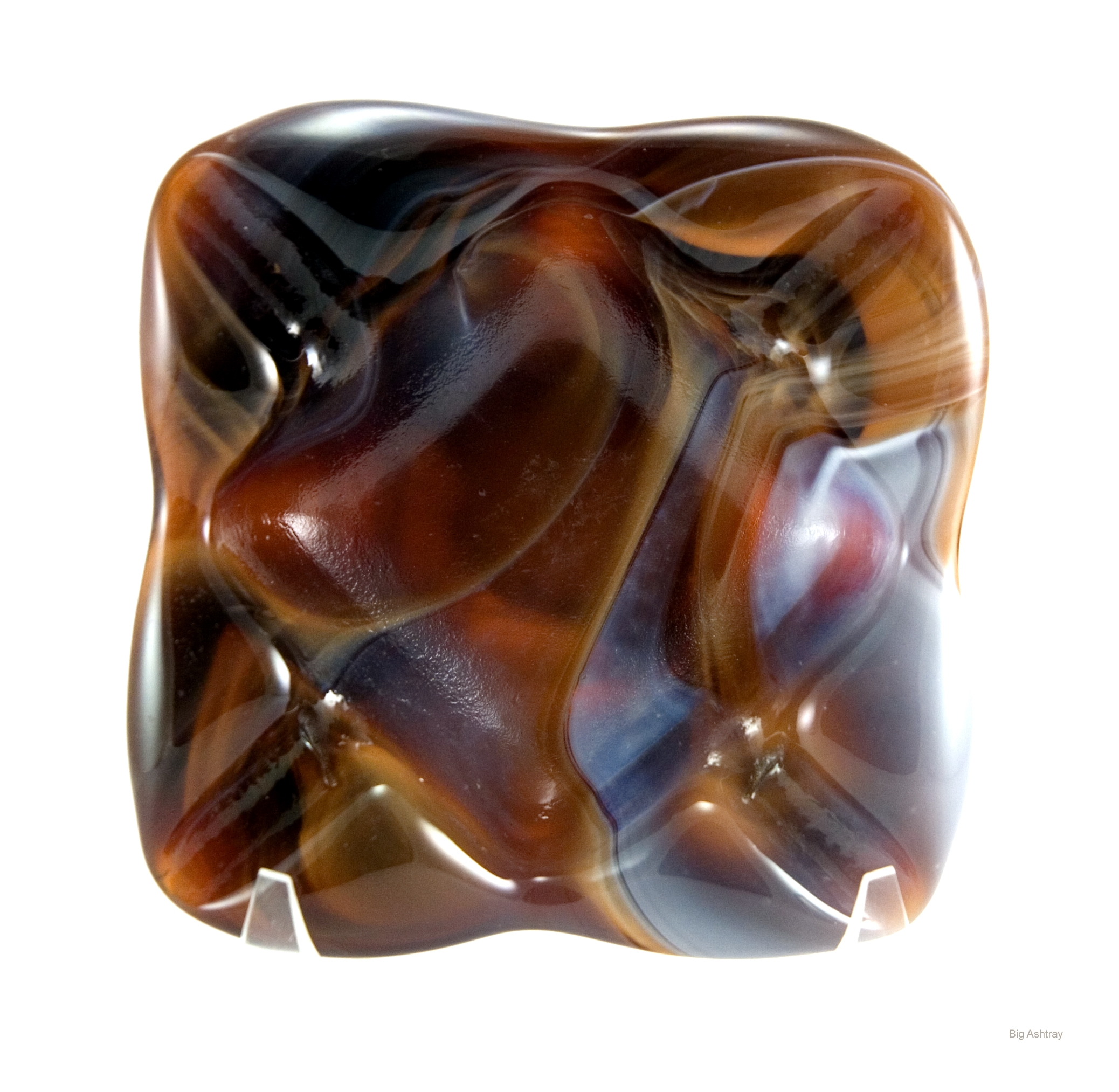 Vintage Slag Glass Cigar Ashtray in Fudge Swirl