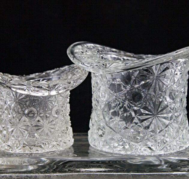 Vintage Depression Glass Buttons and Bows Smoke Set