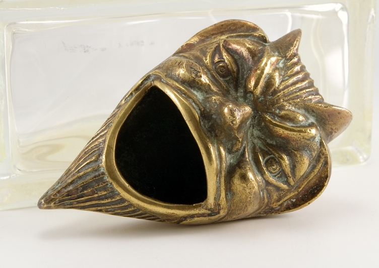 Vintage Devil Hand-Cast Brass Ashtray Made in Greece