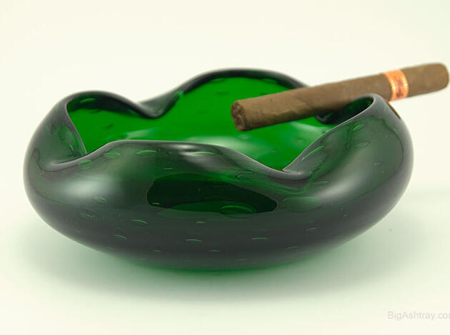 Vintage Emerald Crystal Cigar Ashtray Bowl