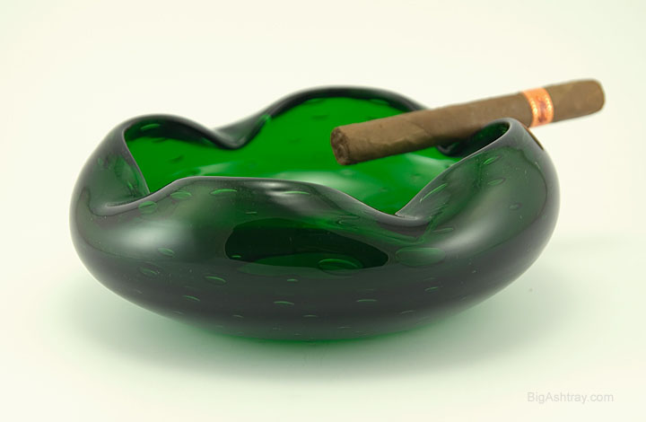 Vintage Emerald Crystal Cigar Ashtray Bowl