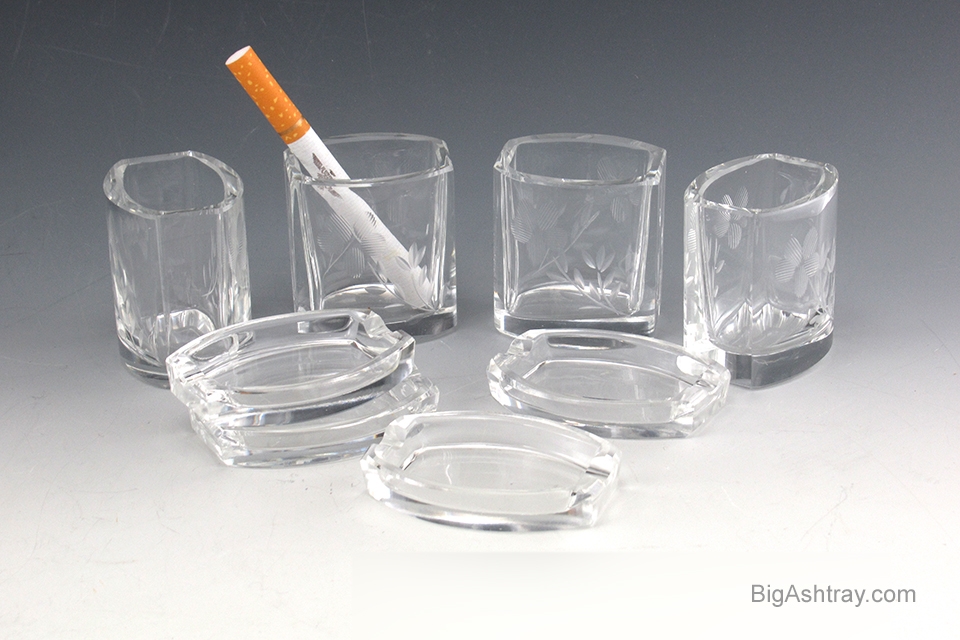 Art Deco Belgium Lead Crystal Smoke Service for 4 by Val St. Lambert - Image 2