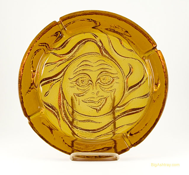 Vintage Glass Sun Face Seven Pound Patio Ashtray