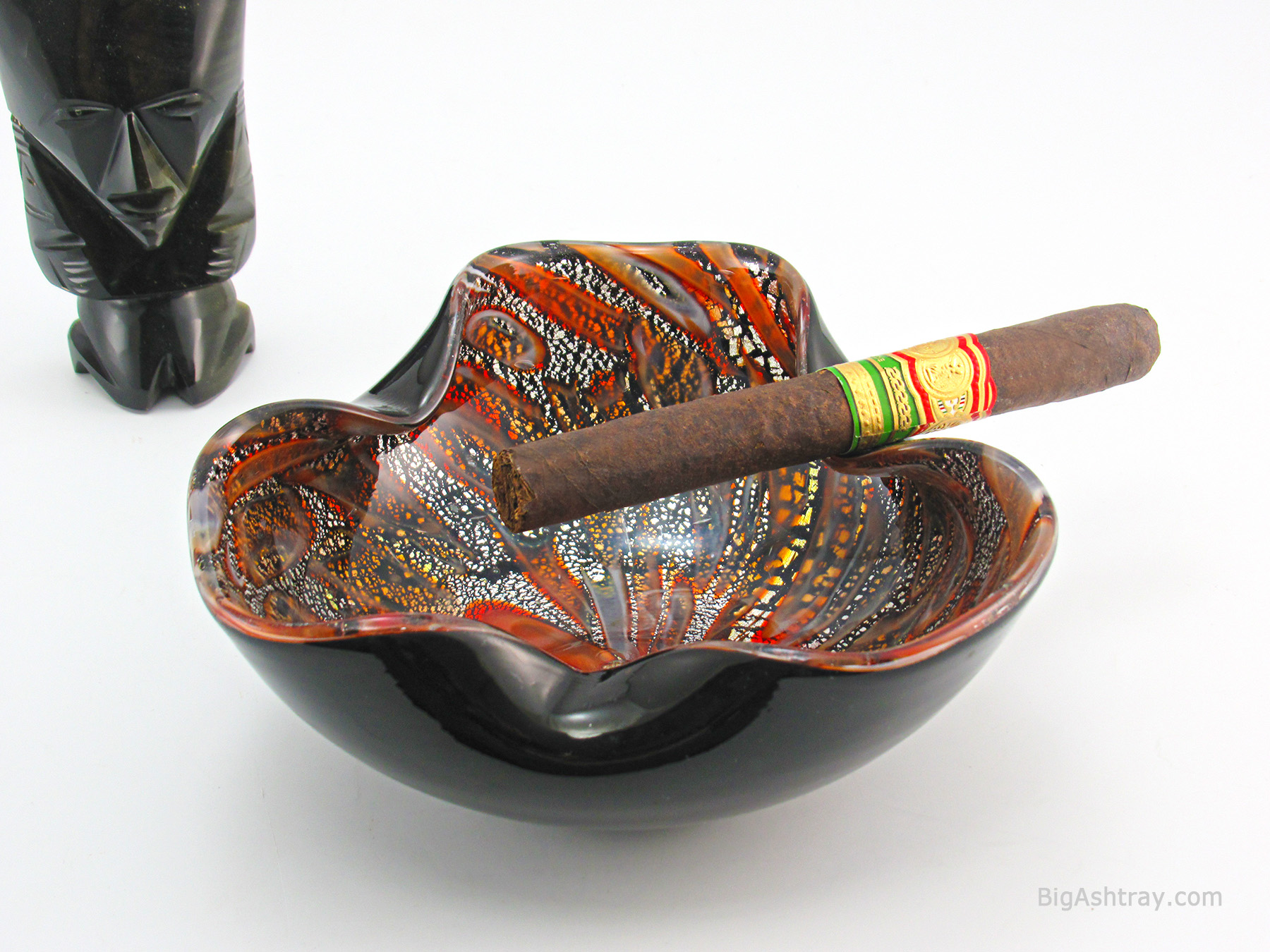 Mid-Century Murano Art Glass Ashtray Bowl Cane Jungle Decor - Image 2