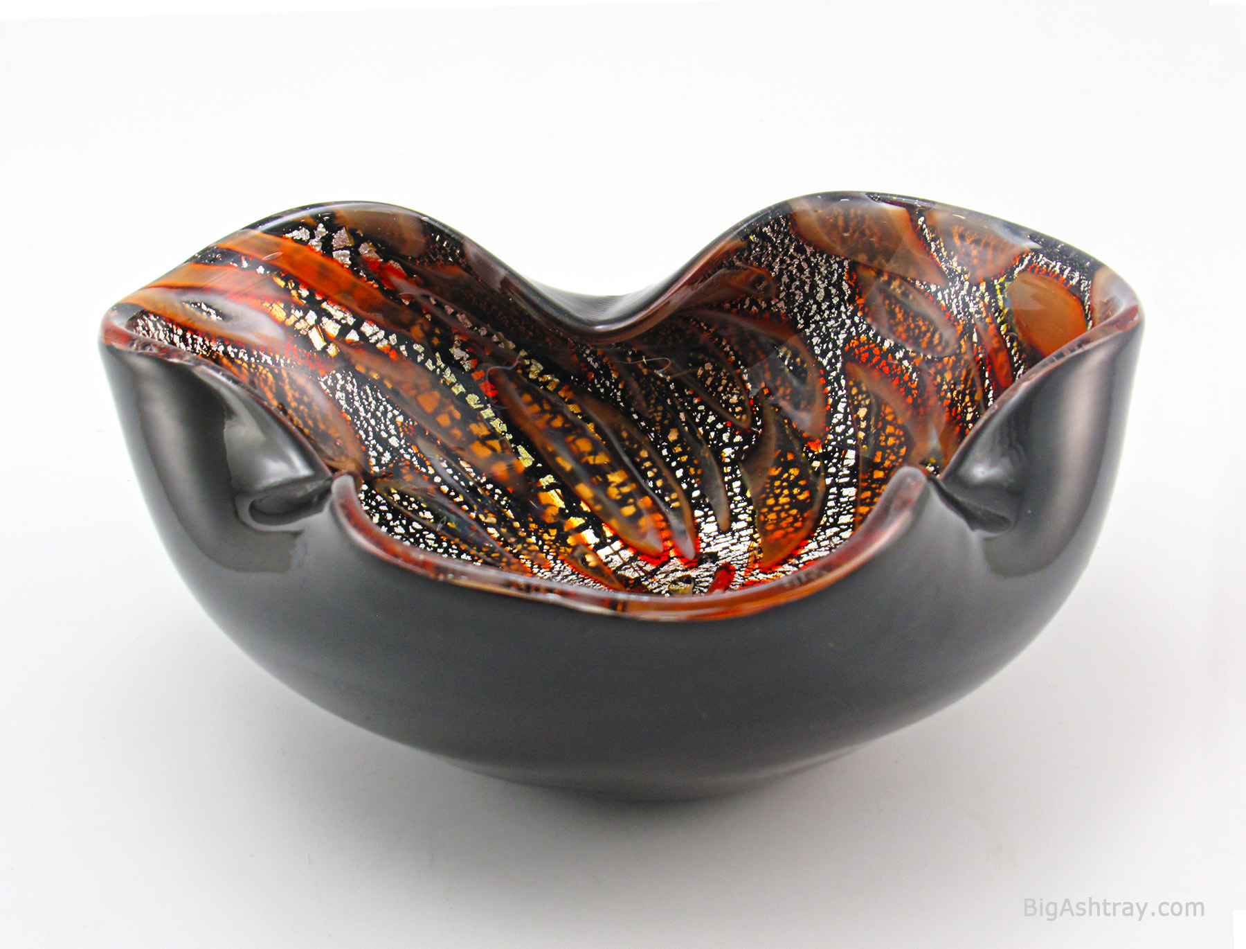 Mid-Century Murano Art Glass Ashtray Bowl Cane Jungle Decor