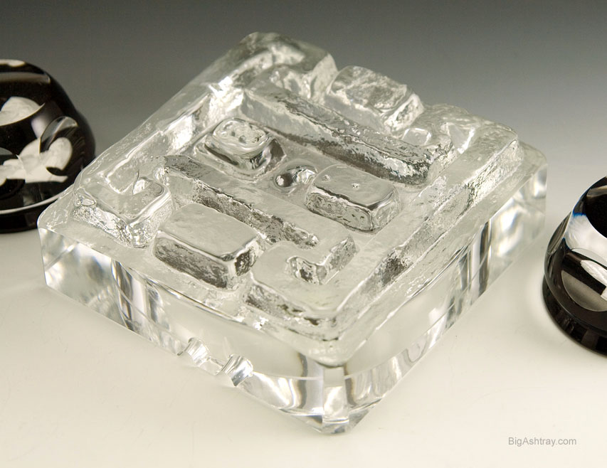 Vintage Modernist Scandinavian Cast Crystal Ashtray - Image 3