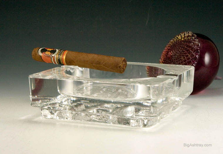 Vintage Modernist Scandinavian Cast Crystal Ashtray - Image 2