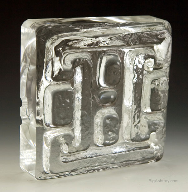 Vintage Modernist Scandinavian Cast Crystal Ashtray
