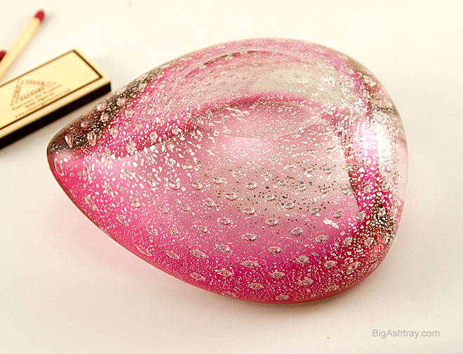 Vintage Murano Hand Blown Silver and Pink Glass Ashtray - Image 4