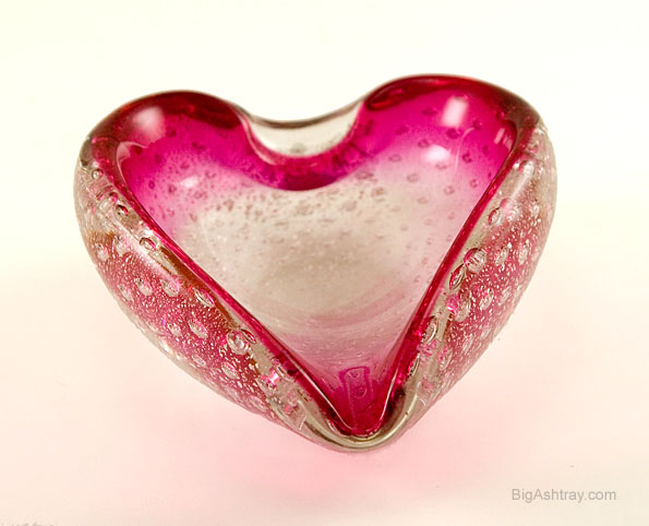 Vintage Murano Hand Blown Silver and Pink Glass Ashtray - Image 3
