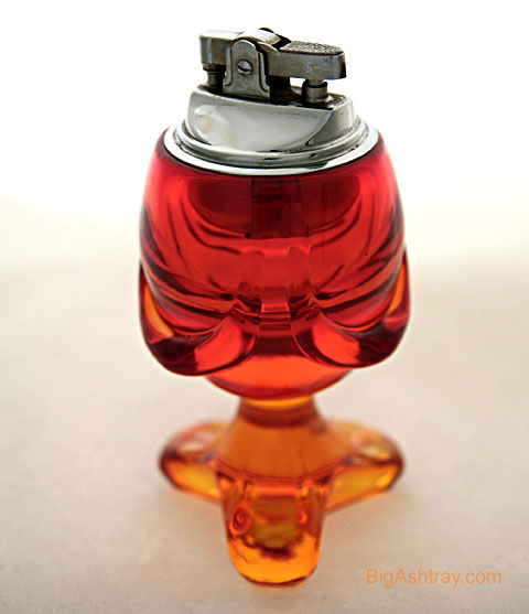 Vintage Persimmon Glass Viking Table Lighter - Image 2