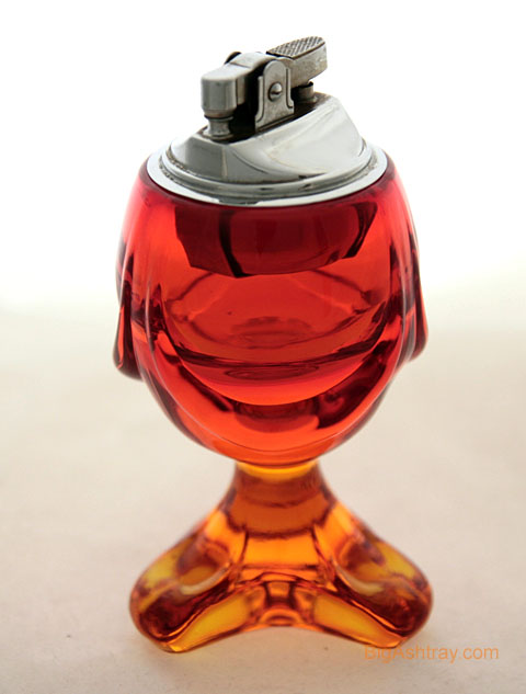 Vintage Persimmon Glass Viking Table Lighter