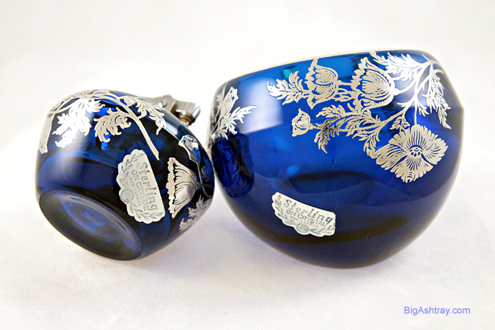 Vintage Sterling Silver on Blue Crystal Orb Smoke Set - Image 3