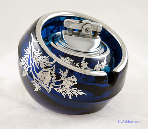 Vintage Sterling Silver on Blue Crystal Orb Smoke Set - Image 2